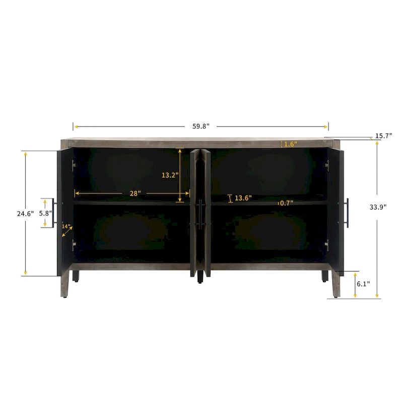 4 Door Wooden Twill Sideboard