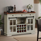 Moasis Farmhouse Sideboard Buffet with Wine Racks Storage Bar Cabinet with Drawers