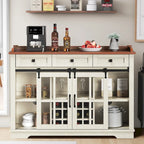 Moasis Farmhouse Sideboard Buffet with Wine Racks Storage Bar Cabinet with Drawers