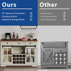 Moasis Farmhouse Sideboard Buffet with Wine Racks Storage Bar Cabinet with Drawers