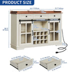 Moasis Farmhouse Sideboard Buffet with Wine Racks Storage Bar Cabinet with Drawers