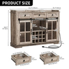Moasis Farmhouse Sideboard Buffet with Wine Racks Storage Bar Cabinet with Drawers