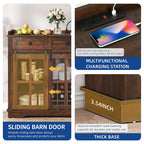 Moasis Farmhouse Sideboard Buffet with Wine Racks Storage Bar Cabinet with Drawers