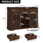 Moasis Farmhouse Sideboard Buffet with Wine Racks Storage Bar Cabinet with Drawers