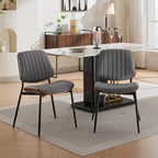 2PCS Faux Leather Chair with Metal Legs