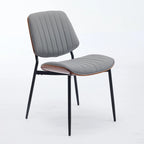 2PCS Faux Leather Chair with Metal Legs