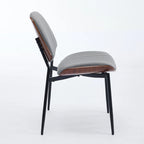 2PCS Faux Leather Chair with Metal Legs