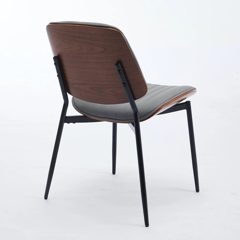 2PCS Faux Leather Chair with Metal Legs