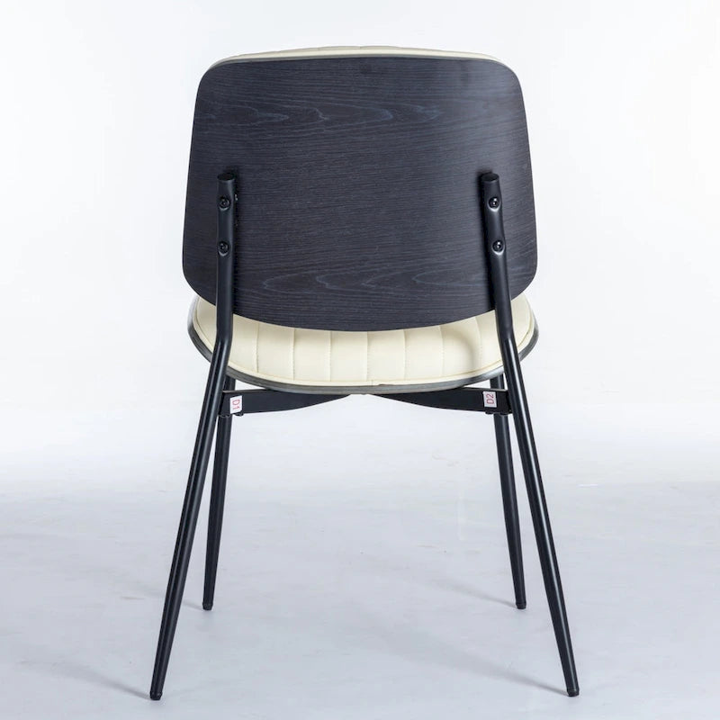 2PCS Faux Leather Chair with Metal Legs