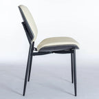 2PCS Faux Leather Chair with Metal Legs