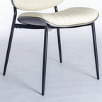 2PCS Faux Leather Chair with Metal Legs