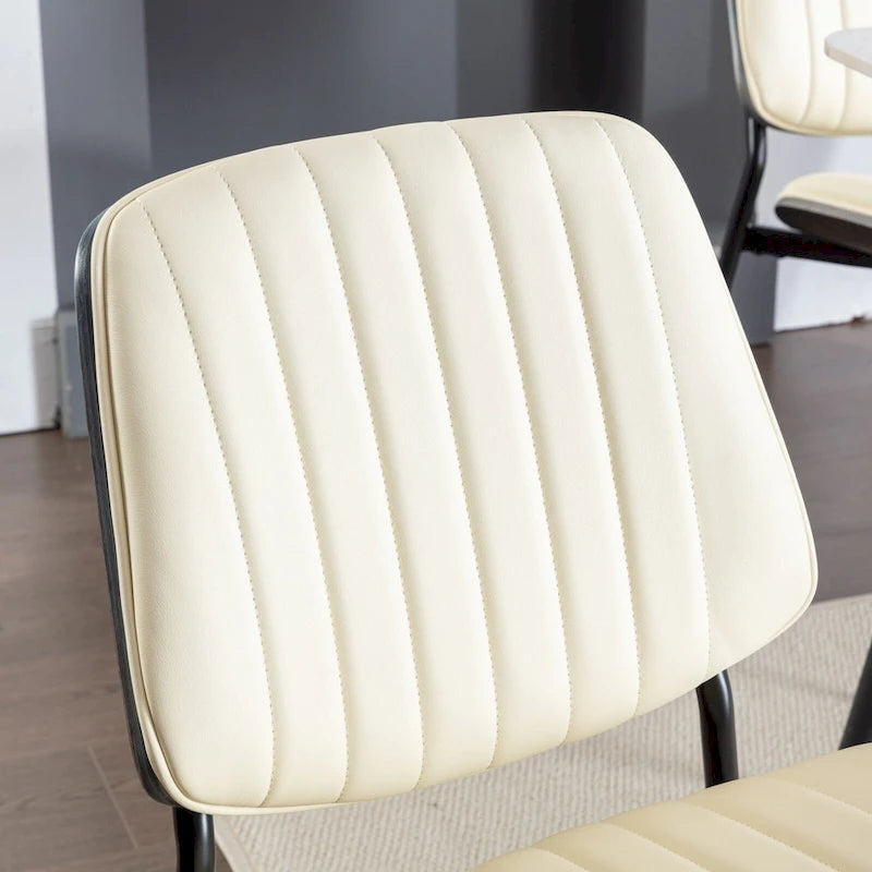 2PCS Faux Leather Chair with Metal Legs