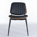 2PCS Faux Leather Chair with Metal Legs