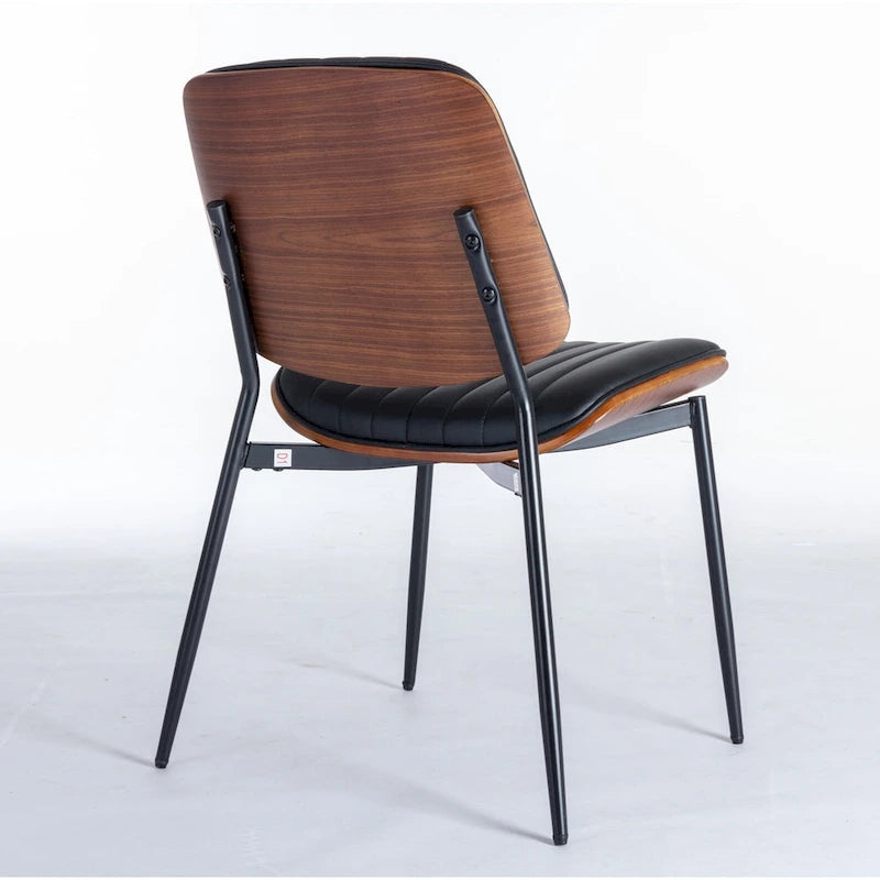 2PCS Faux Leather Chair with Metal Legs