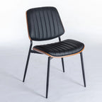 2PCS Faux Leather Chair with Metal Legs