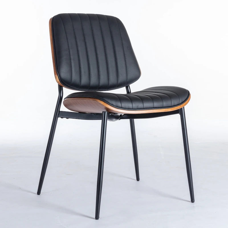 2PCS Faux Leather Chair with Metal Legs