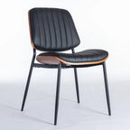 2PCS Faux Leather Chair with Metal Legs