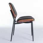 2PCS Faux Leather Chair with Metal Legs