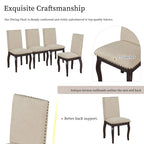 5-Piece Farmhouse Dining Table Set Wood Round Extendable Dining Table and 4 Upholstered Dining Chairs