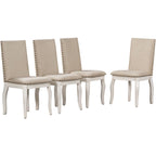 5-Piece Farmhouse Dining Table Set Wood Round Extendable Dining Table and 4 Upholstered Dining Chairs