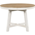5-Piece Farmhouse Dining Table Set Wood Round Extendable Dining Table and 4 Upholstered Dining Chairs