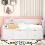 Daybed with Storage Drawers and Bookcase Shelves,Captains Corner Day Bed for Kids Boys Girls Adults