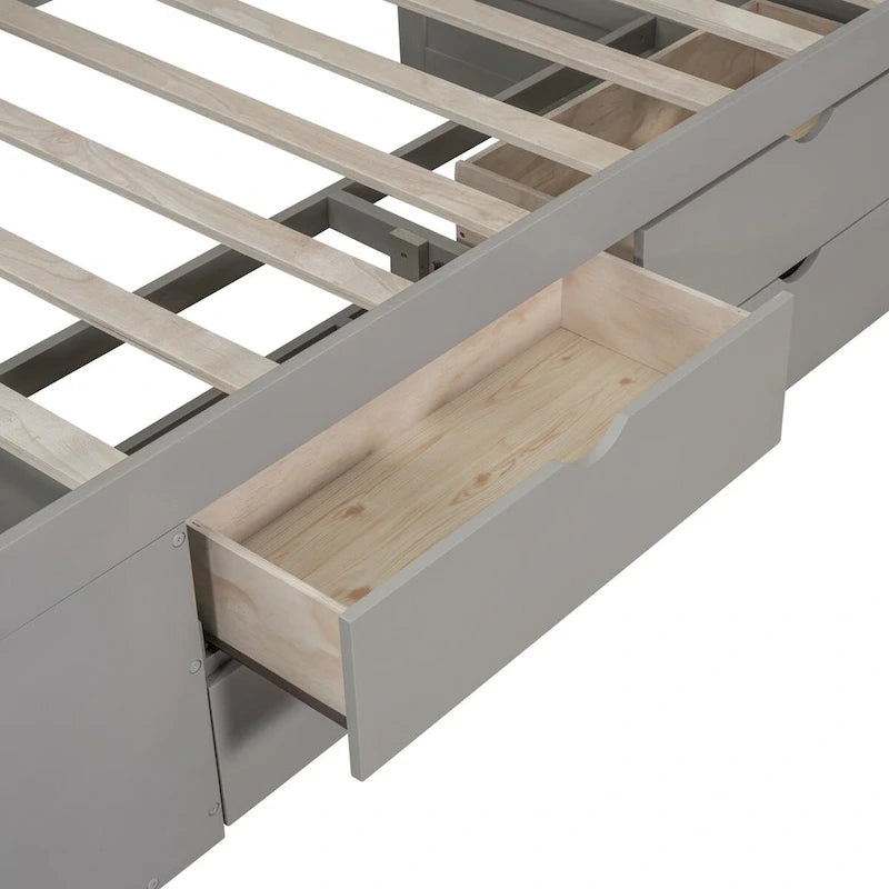 Daybed with Storage Drawers and Bookcase Shelves,Captains Corner Day Bed for Kids Boys Girls Adults