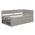Daybed with Storage Drawers and Bookcase Shelves,Captains Corner Day Bed for Kids Boys Girls Adults