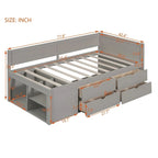 Daybed with Storage Drawers and Bookcase Shelves,Captains Corner Day Bed for Kids Boys Girls Adults