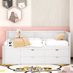 Daybed with Storage Drawers and Bookcase Shelves,Captains Corner Day Bed for Kids Boys Girls Adults