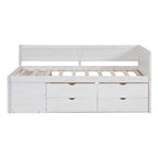 Daybed with Storage Drawers and Bookcase Shelves,Captains Corner Day Bed for Kids Boys Girls Adults