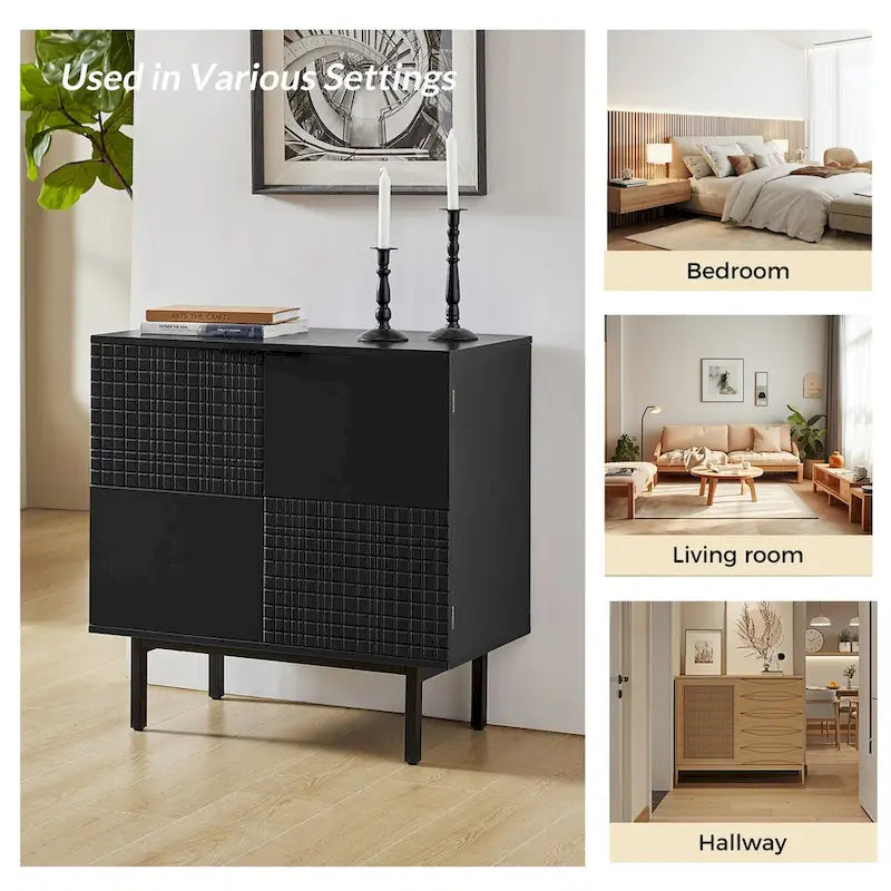 Arnold Modern 30Tall 2 Door Accent Cabinet with Metal Leg Set of 2by HULALA HOME