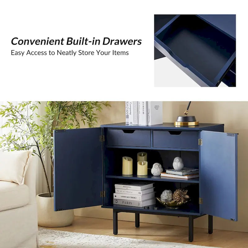 Arnold Modern 30Tall 2 Door Accent Cabinet with Metal Leg Set of 2by HULALA HOME