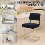 Mid Century Corduroy Dining Chairs with Gold Metal Base Set of 4