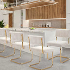 Mid Century Corduroy Dining Chairs with Gold Metal Base Set of 4