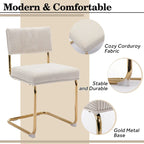 Mid Century Corduroy Dining Chairs with Gold Metal Base Set of 4