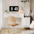 White 5-Drawer Computer Writing Desk with Acrylic Base for Home Office