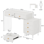 White 5-Drawer Computer Writing Desk with Acrylic Base for Home Office