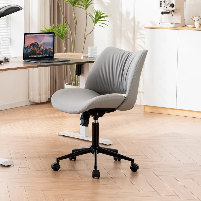 Swivel Armless Ergonomic Office Chair with Wheels