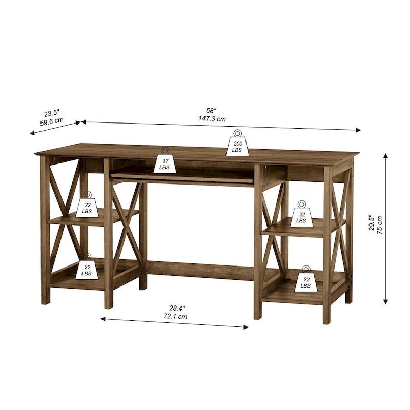 Saint Birch Honduras 58 Transitional Open Shelves Writing Desk