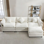 L-Shape Chenille Upholstered Sofa with Ottoman by Harper&Bright Designs