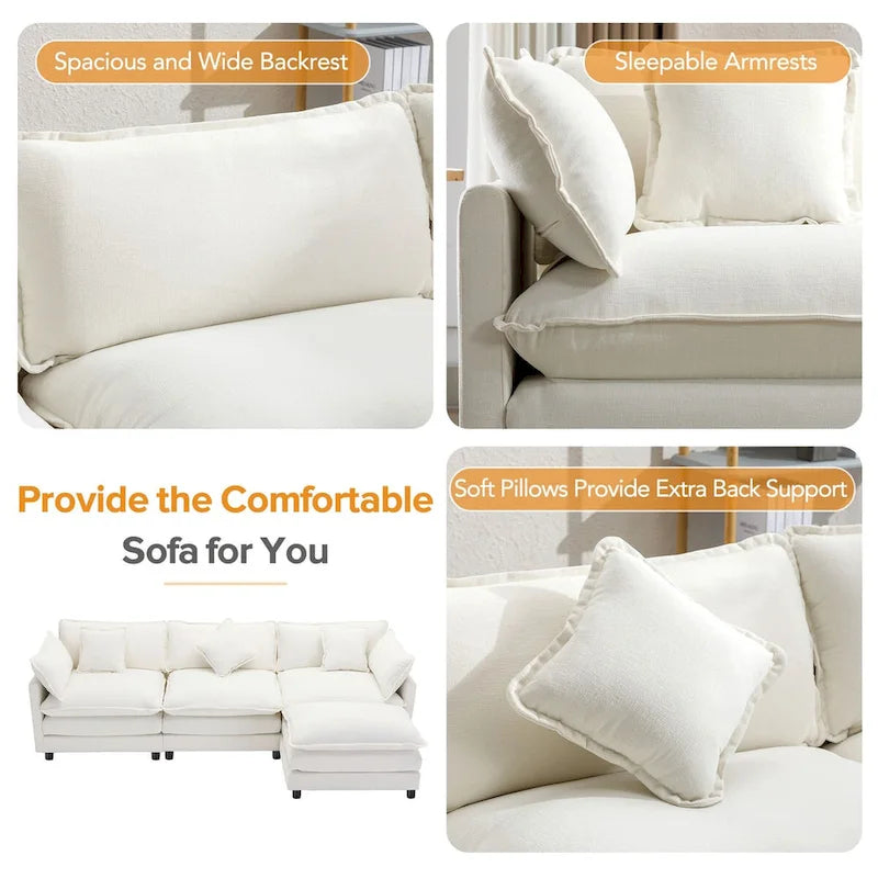 L-Shape Chenille Upholstered Sofa with Ottoman by Harper&Bright Designs