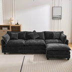 L-Shape Chenille Upholstered Sofa with Ottoman by Harper&Bright Designs
