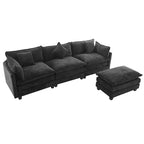 L-Shape Chenille Upholstered Sofa with Ottoman by Harper&Bright Designs