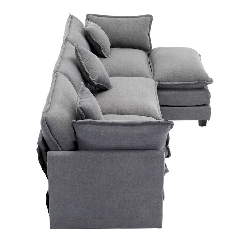 L-Shape Chenille Upholstered Sofa with Ottoman by Harper&Bright Designs