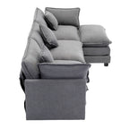 L-Shape Chenille Upholstered Sofa with Ottoman by Harper&Bright Designs