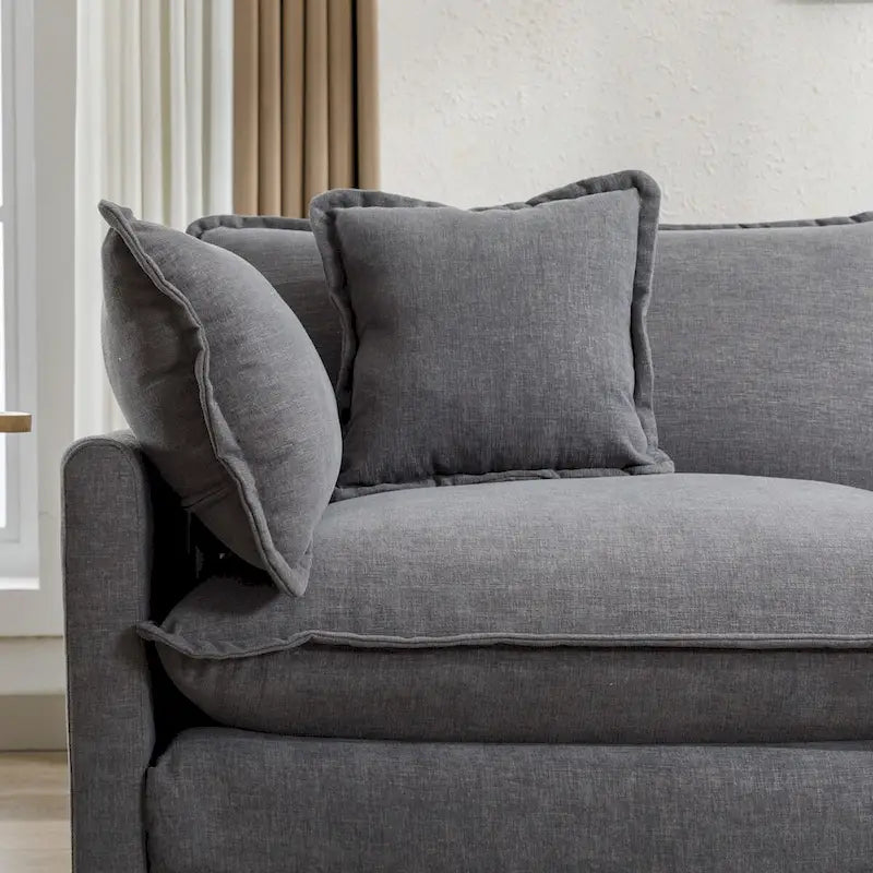 L-Shape Chenille Upholstered Sofa with Ottoman by Harper&Bright Designs