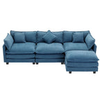 L-Shape Chenille Upholstered Sofa with Ottoman by Harper&Bright Designs