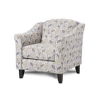 Floral Pattern Single Accent Chair with Coffee Finish Legs