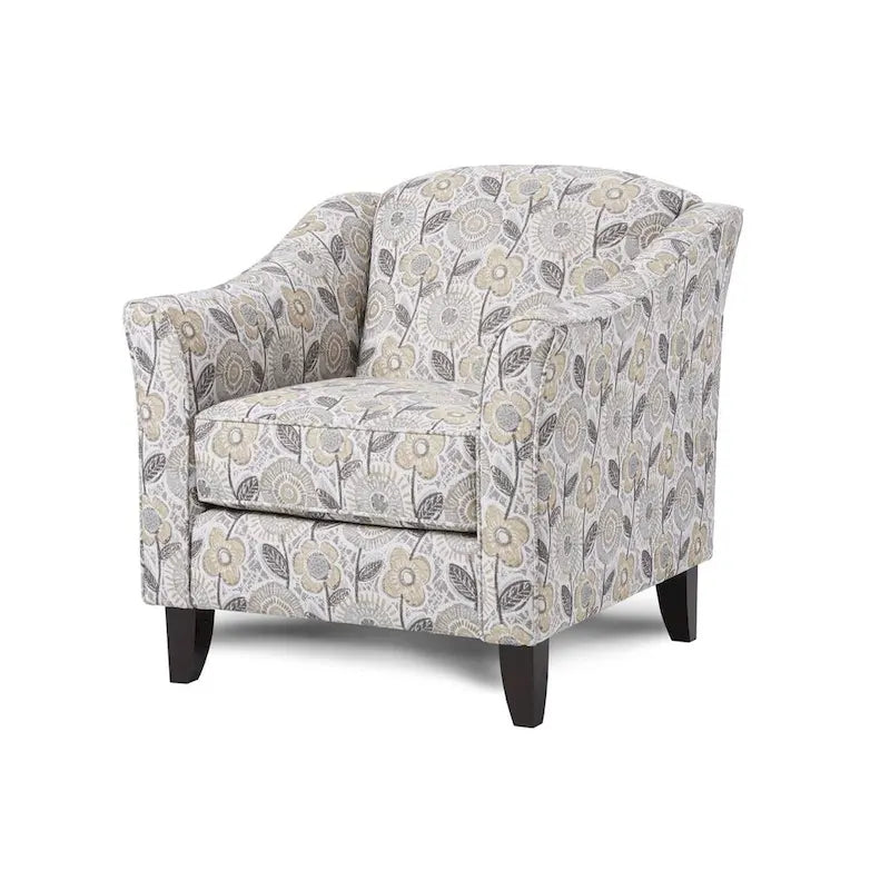 Floral Pattern Single Accent Chair with Coffee Finish Legs
